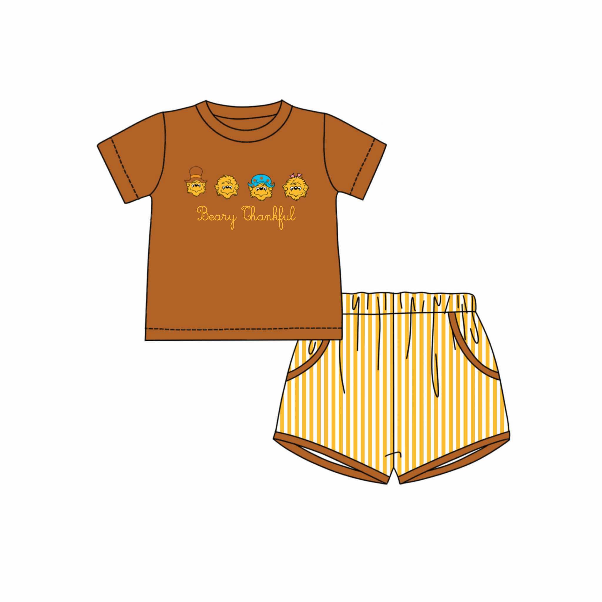 Beary Thankful Boys Shorts Set-ETA August